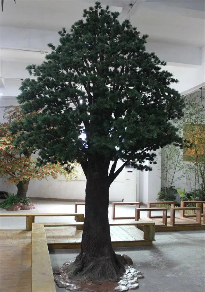 Factory simulated guest-greeting pine plant landscaping Luohan garden restaurant hotel decor white large pine artificial tree