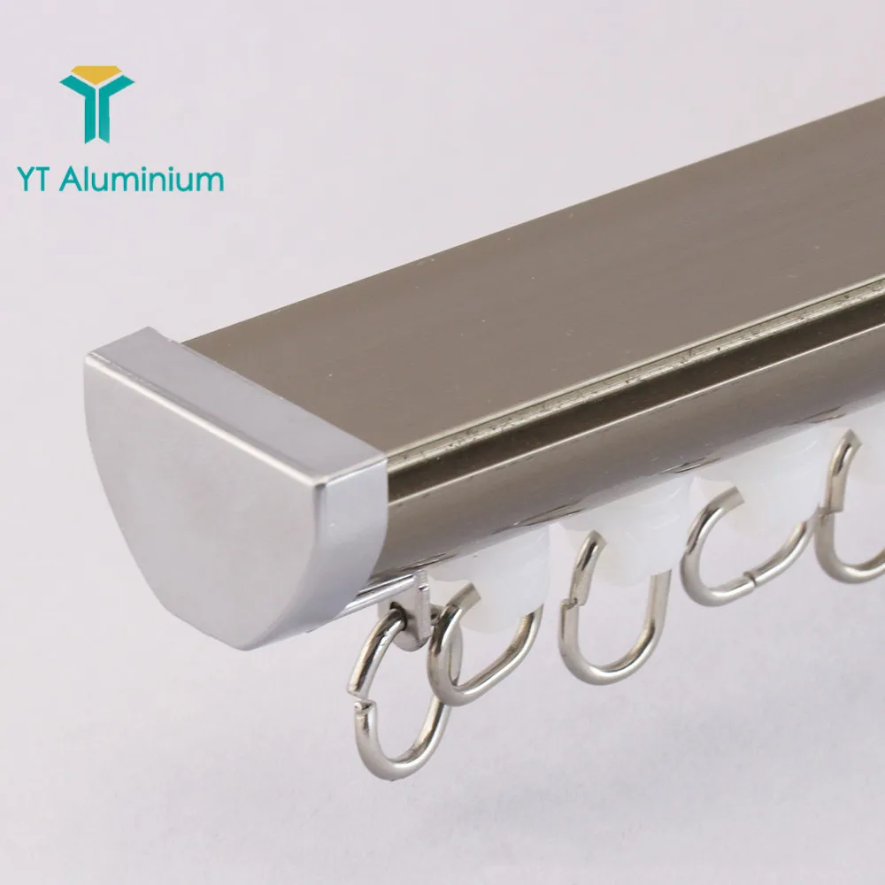 Wall Mounted Curtain Rail Aluminium Silent Recessed Curtain Track For Hotel