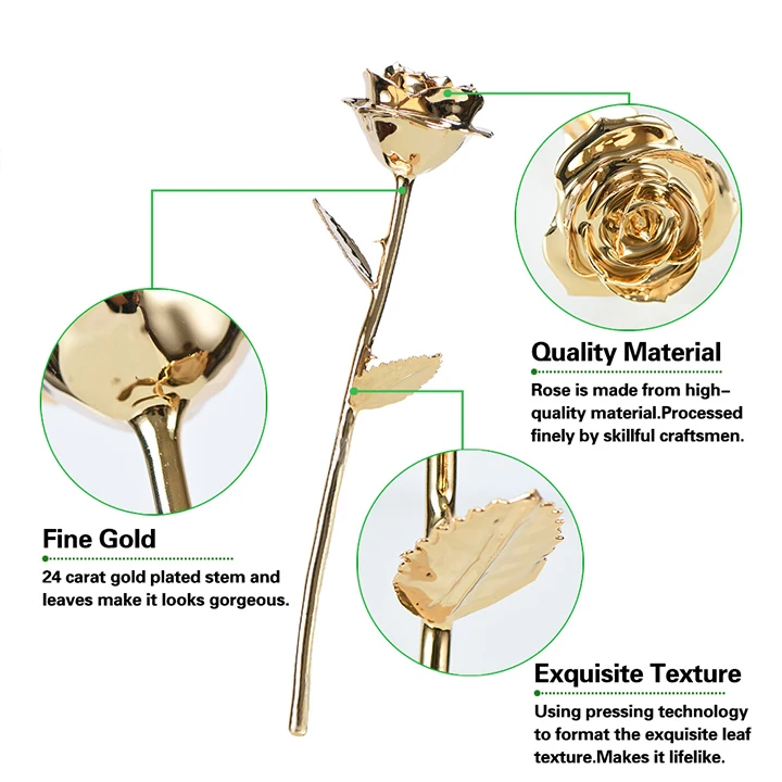 
2021 latest Top quality Valentine day Gift 24k gold plated flower romantic Artificial rose 