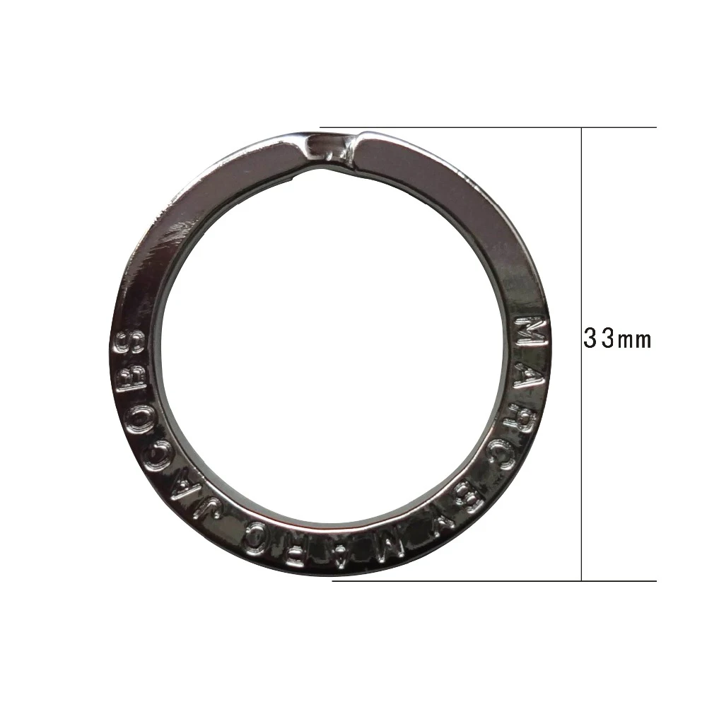 Custom logo brand name engraved flat keyring split key ring