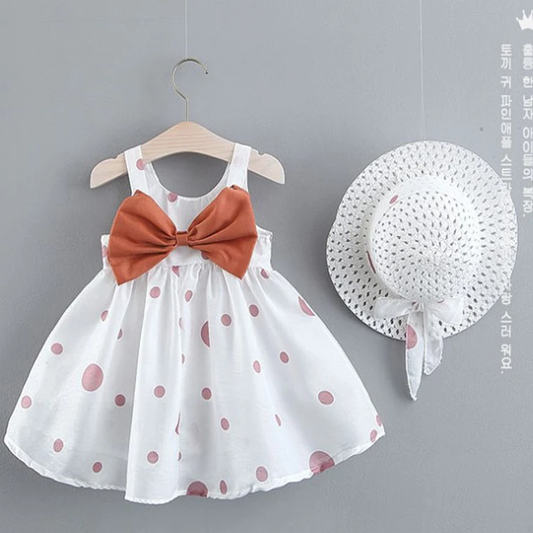 
Manufacturer Wholesale Summer Baby Kids Girls Dresses Children Clothing Costumes With Matched Sun Hats Children Princess Dress 