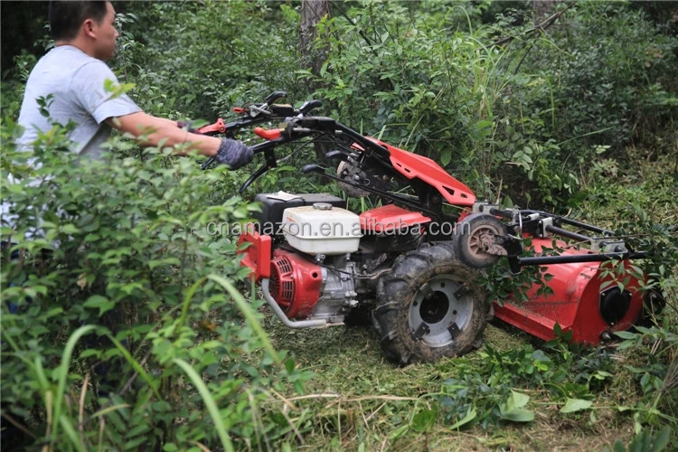 Italy technology Hongyue tow behind flail mower with two wheel walking tractor