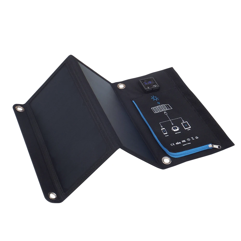 Hot Sale 15W 5V Outdoor Waterproof Portable Folding Solar Panel  Power USB Mobile Solar Charger