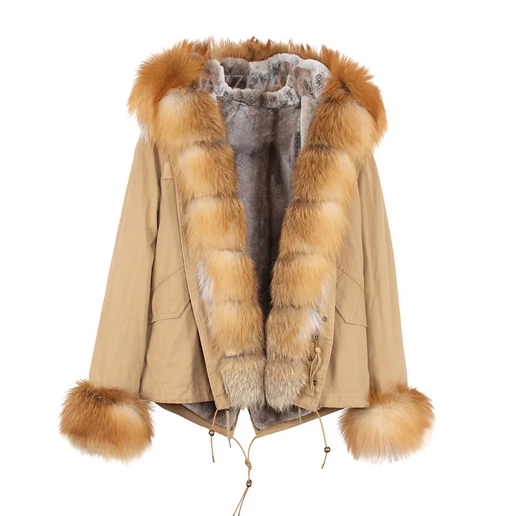 
 Женское теплое пальто с мехом енота, длинная парка с капюшоном из натурального Лисьего меха, зимний сезон 2020  