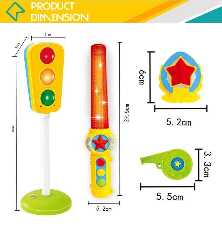 Pretend Play Set Policeman Battery Traffic Light Baton Toy for Kids