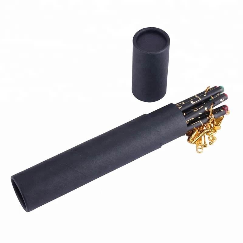 ALL Black pencil Music symbols pencil With Gold Pendant European style