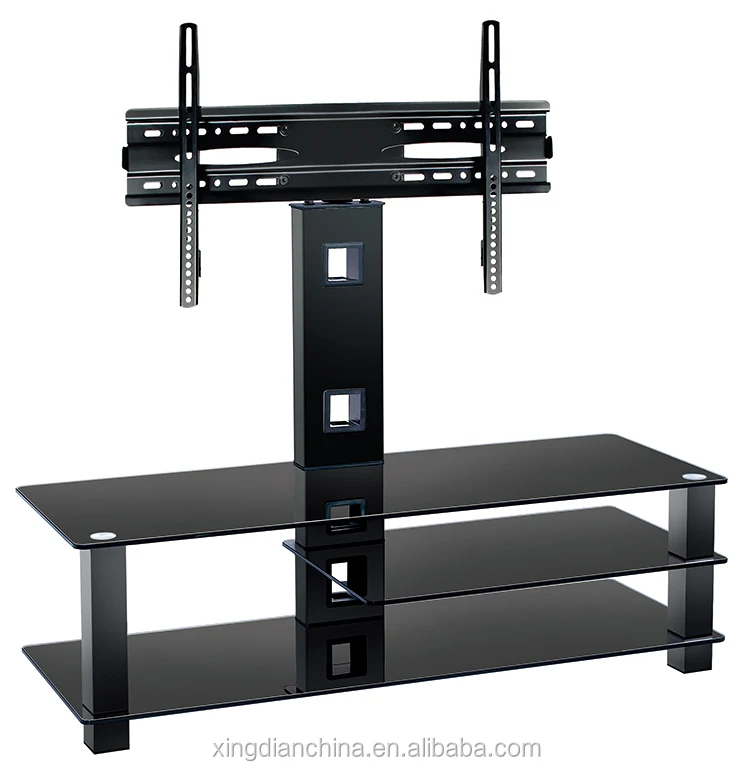 triangle tempered glass mirror tv stand for household with shelves