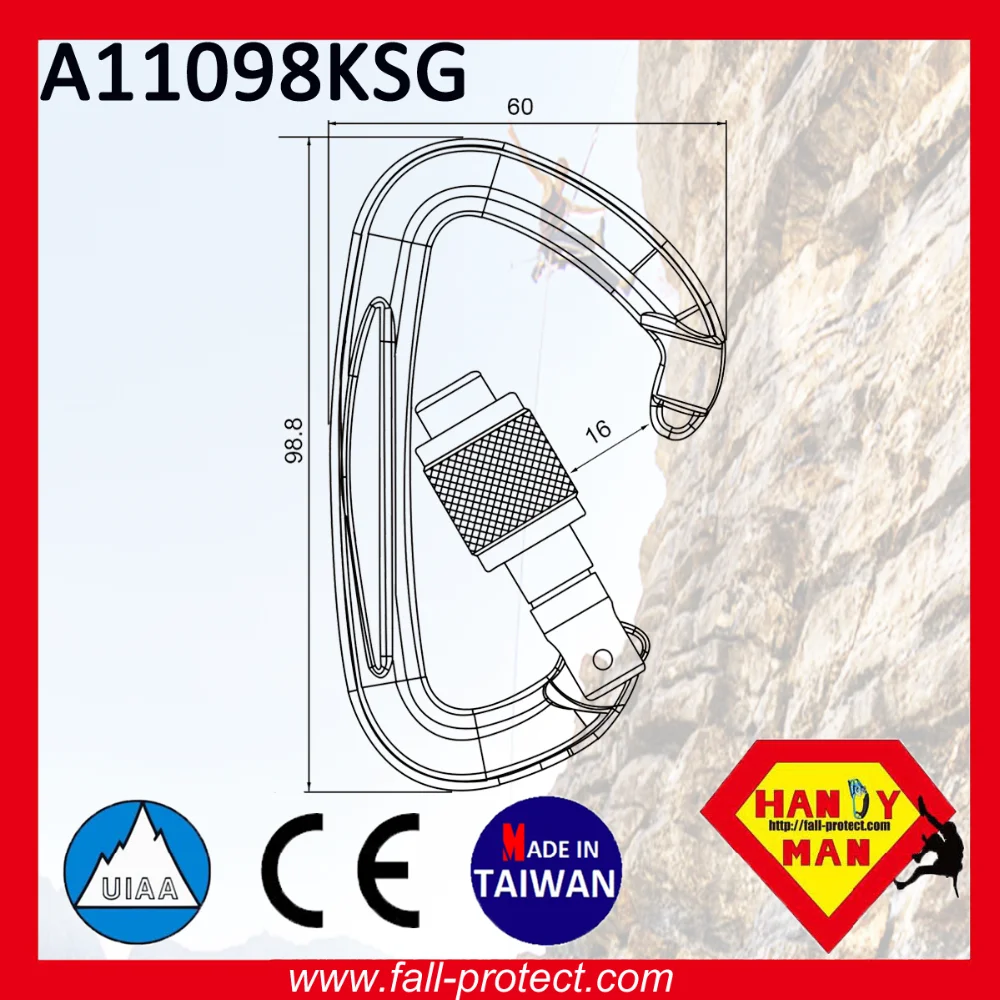 CE & UIAA Rock Climbing Mountaineer For Rescue Aluminum Carabiner
