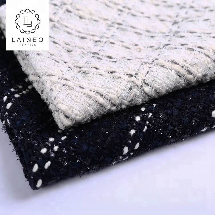 most popular puffy boucle white and black chenille wool fabric