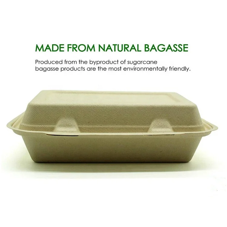  Оптовая продажа экологически чистый одноразовый Ланч-бокс из бэнто-крафт-бумаги сахарного тростника бумажный