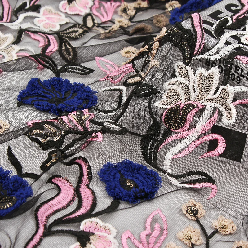 Manufacturer wholesale polyester 3D flower breathable embroidered fabric for clothing