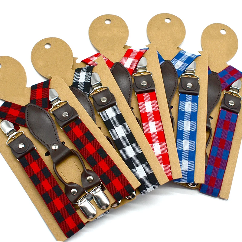 Kids Suspenders Wholesale  Child Trousers Tirantes for Boys Girls  Brace Cheap Brown PU Popular Design Cheap