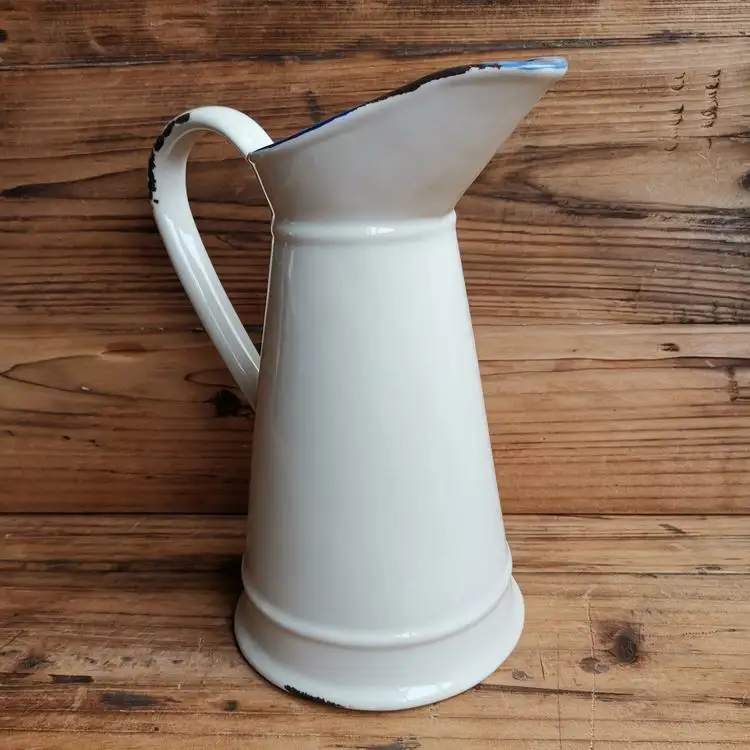 American style houseware enamel ceramic wholesale pitcher customized logo water jug with handle