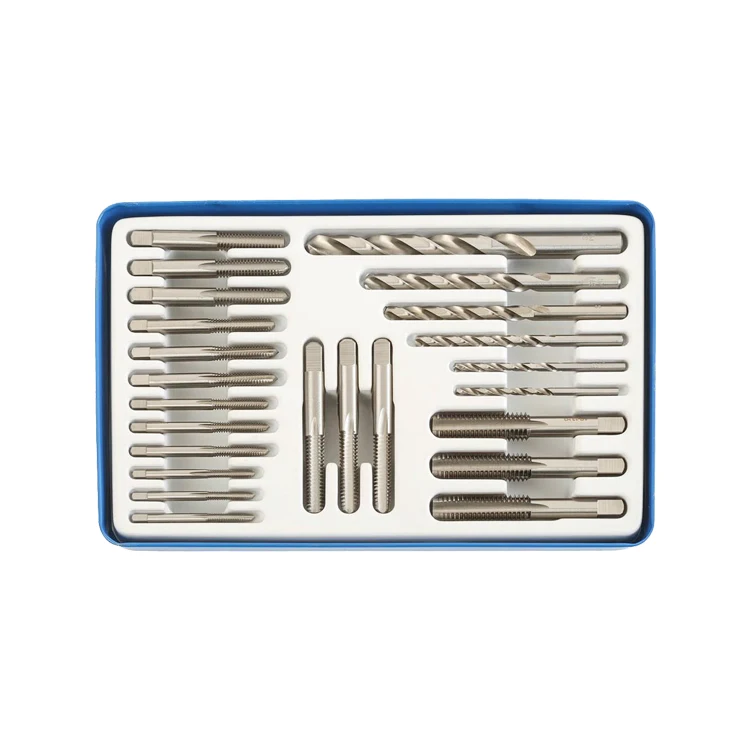 24Pcs ANSI Hand Tap and Drill Bit Set for Steel Aluminium Stainless Steel Hole Making and Tapping in  Box