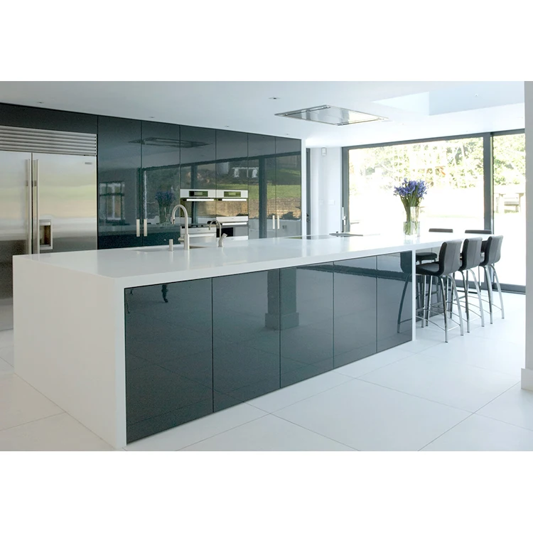 German style High gloss lacquer finish door factory outlet quartz stone lacquer  kitchen cabinet