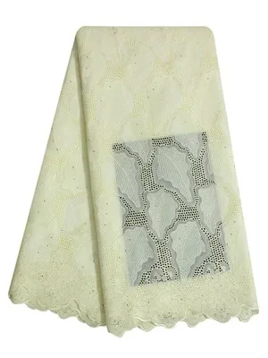 Hot Selling Machine Grade 100% Cotton Royal Blue Swiss Voile Lace Fabric With Rhinestone 2017