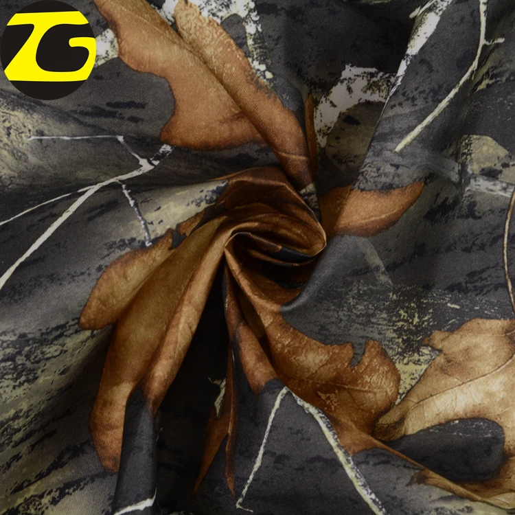 Microfiber peach skin brushed polyester camouflage real tree print fabric for tent