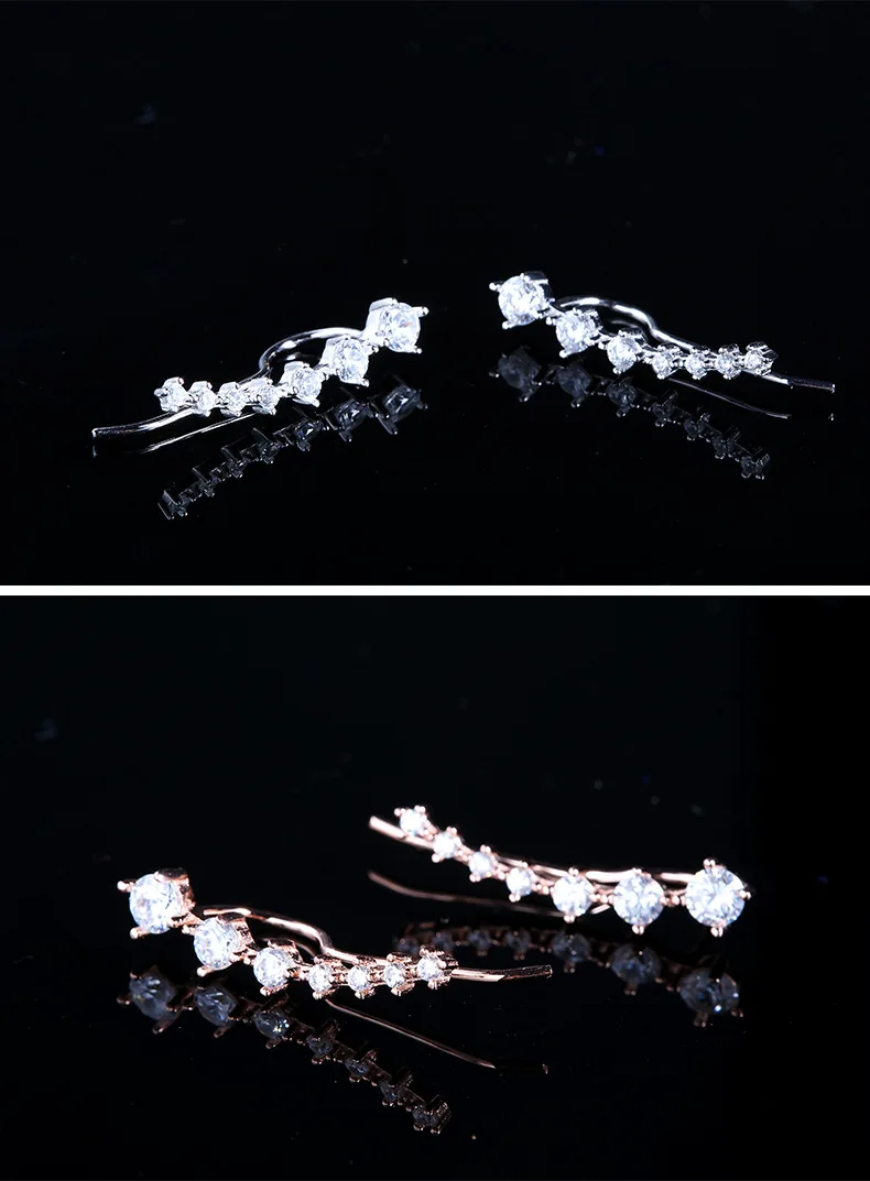 hot sale 2024 style fine silver jewellery clear cubic zircon sterling s925 silver tassel Fashion Korean Earrings For Women