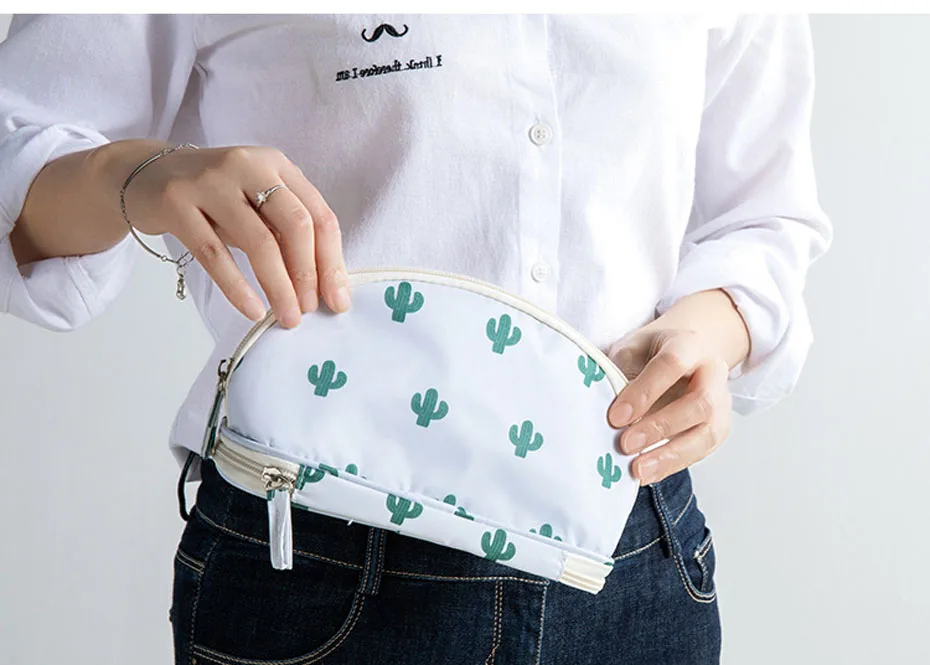 Custom Portable Cosmetic Bag Double Layer Travel MakeUp Pouch Bag Make Up Bag