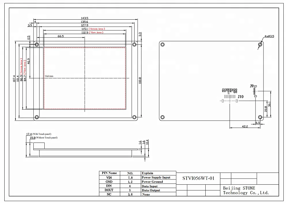 STONE 5.6 Inch Touch Screen Graphic LCD For Treating Equipment Led Display