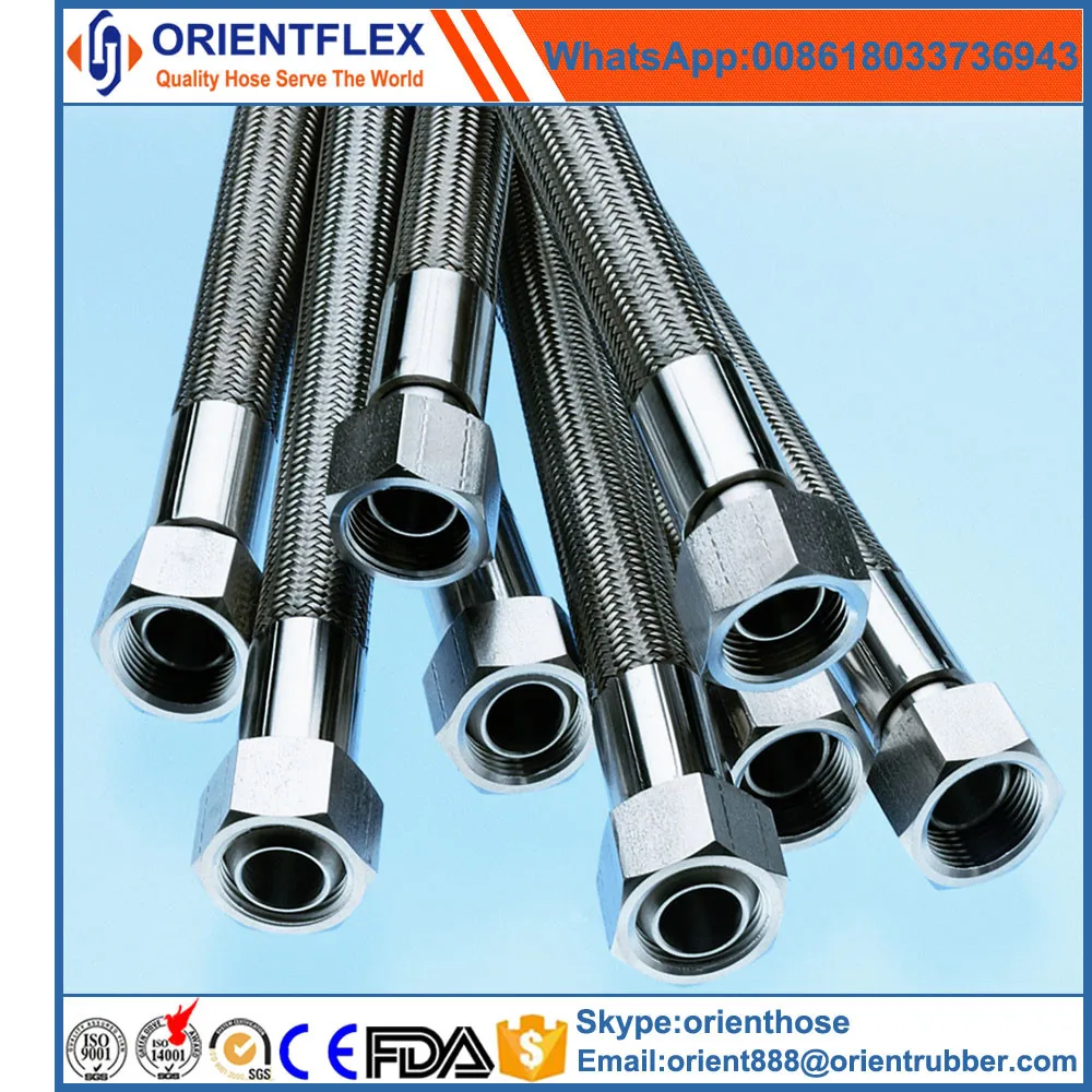 Оплеткой из нержавеющей стали гибкая трубка, тефлон