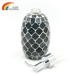 Geometric handmade glass mosaic liquid soap dispenser