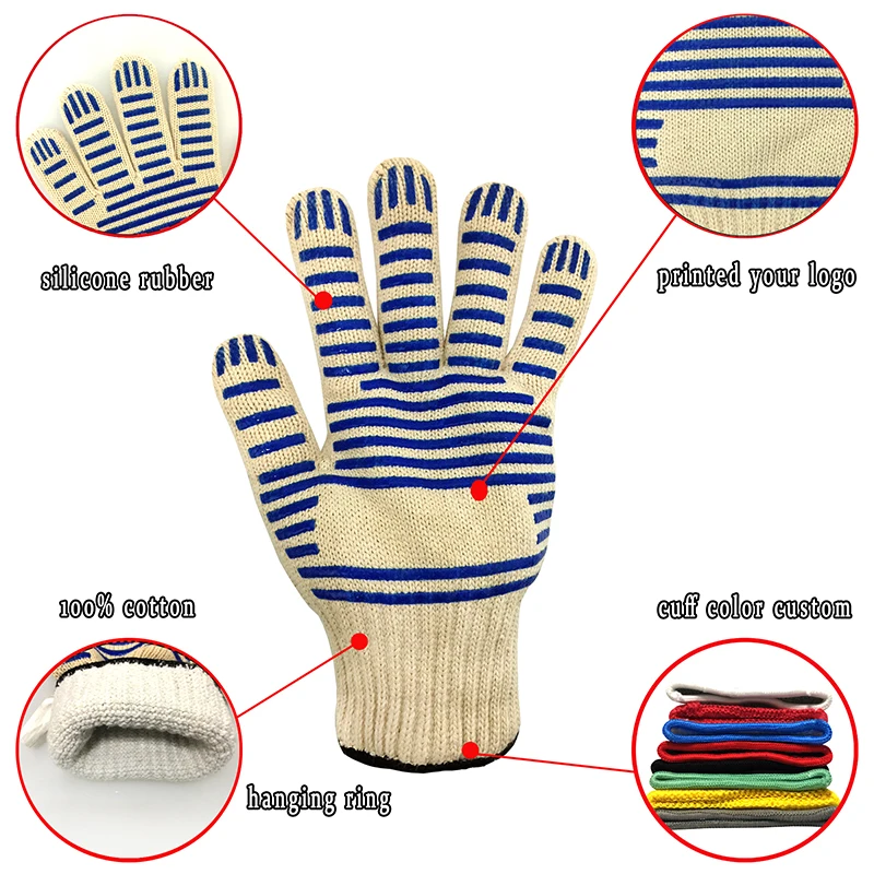 kitchen gloves heat resistant custom knit kitchen oven gloves with fingers and silicone dotted