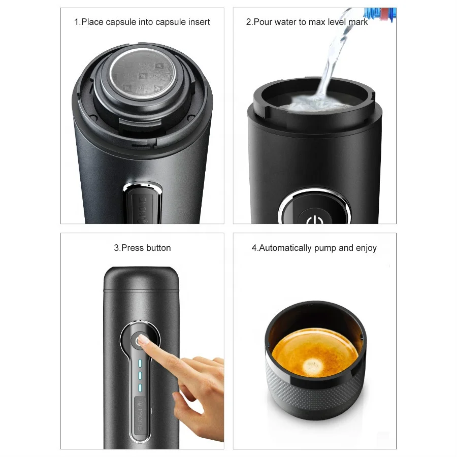 
Hot selling travel coffee machine CAN HEAT WATER 12v espresso coffee machine rechargeable 