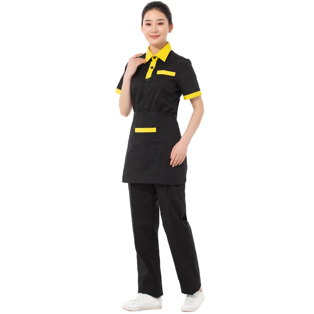 Cheap wholesale personalized waitress uniform fast food jacket bar club waiter suit