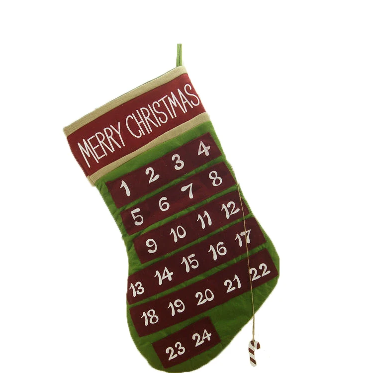 
 33 дюймов Рождественский чулок Санта-Клаус настенный аппликация из фетра Рождественский календарь  