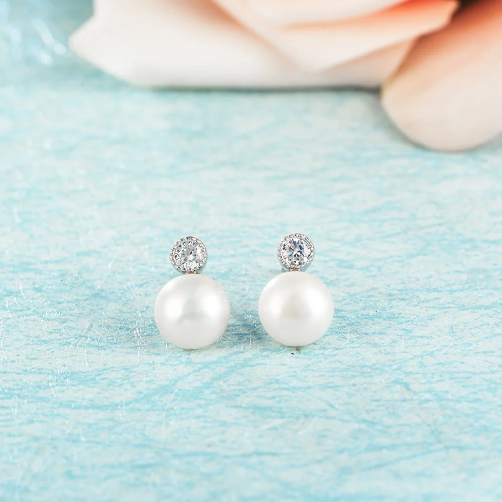 925 sterling silver bulk natural cultured freshwater pearl stud earrings