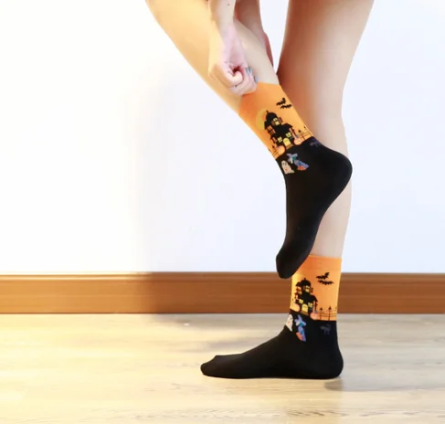 
Sexy Lovely Bright Color Halloween Cat Bat Splicing Socks Bulk Wholesale 