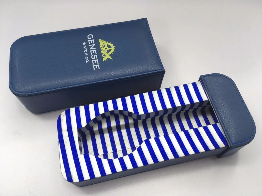 superior genuine black leather zipper watch case for single watch