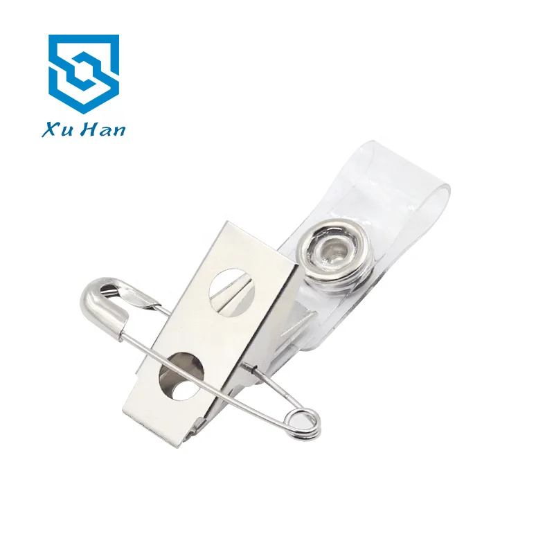 Factory direct sale, hot sell high quality metal badge clip with plastic strap for ID badge.