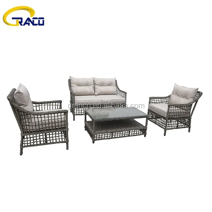Classic All Weather Wicker Rattan Outdoor Furniture used hotel pool furniture 4 Seat Sofa Sets