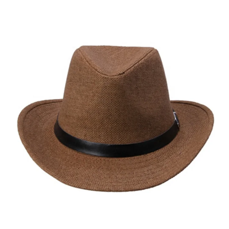 Летняя мужская соломенная плетеная шляпа, уличная Солнцезащитная шляпа от солнца, рыбацкая шляпа в рулоне, ковбойская шляпа в западном стиле