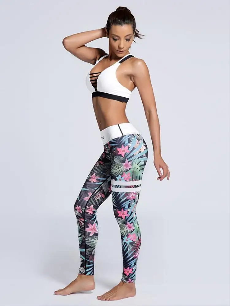 SAUANN Wholesale Custom Wholesale Fitness Apparel Manufacturers Floral Wholesale Leggings Workout Leggings