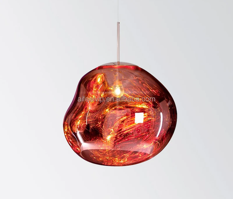 New style modern blow color glass irregularity ball shape gold metal holder pendant light for coffee shop or living room