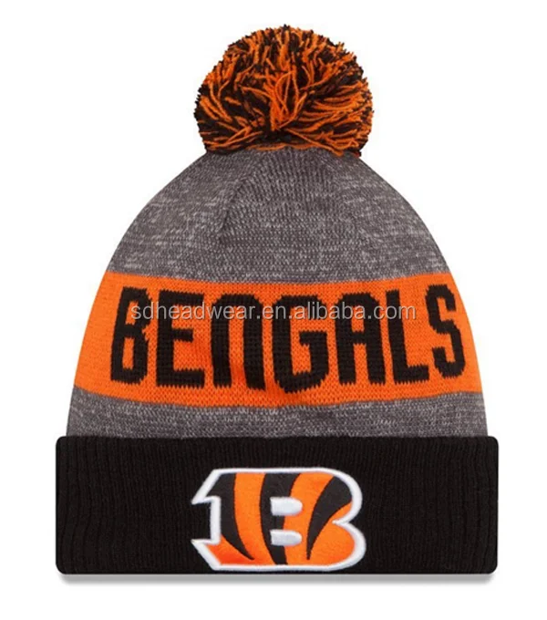 Custom Embroidery 100% Acrylic Sports Team Beanie Knit Bobble Hat