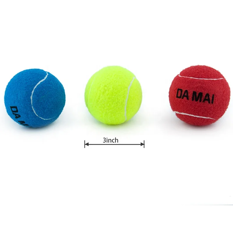 3 inch red yellow blue color pet tennis ball toy