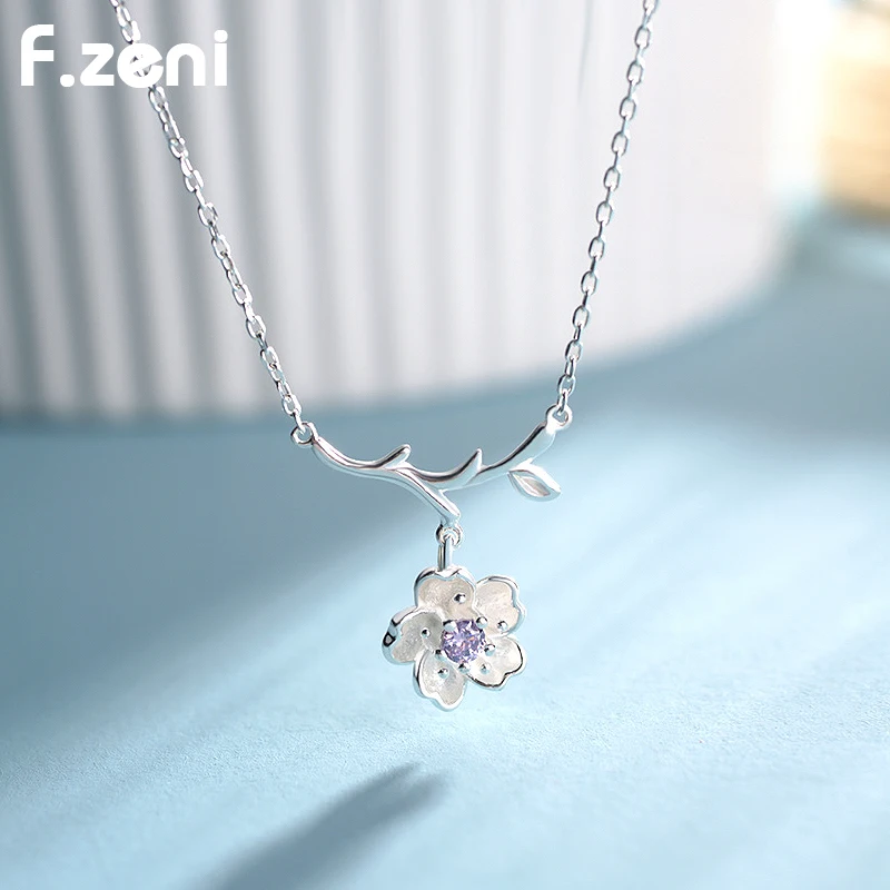 925 Sterling Silver Statement Women  Jewelry, 18k White Gold Plated Custom  Fashion Tassel Flower Pendant Necklace