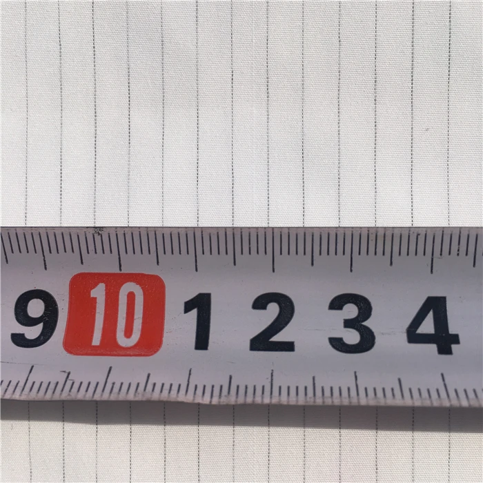 High Density 5MM Stripe Anti-static And No-dust Clothing 75D*160D Polyester Plain Conductive Pongee Fabric