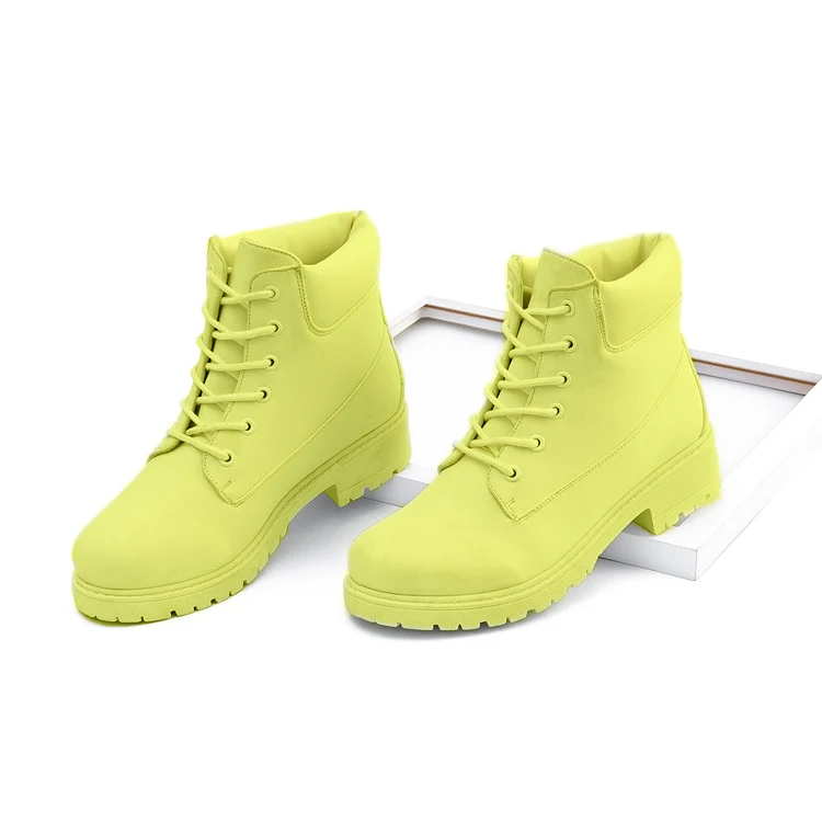 Outdoor Leather Hiking Shoes Ankle Pure Yellow Winter Leisure Casual Boots