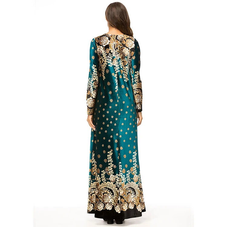 
Middle east women winter clothing dubai muslim long velvet moroccan dresses 