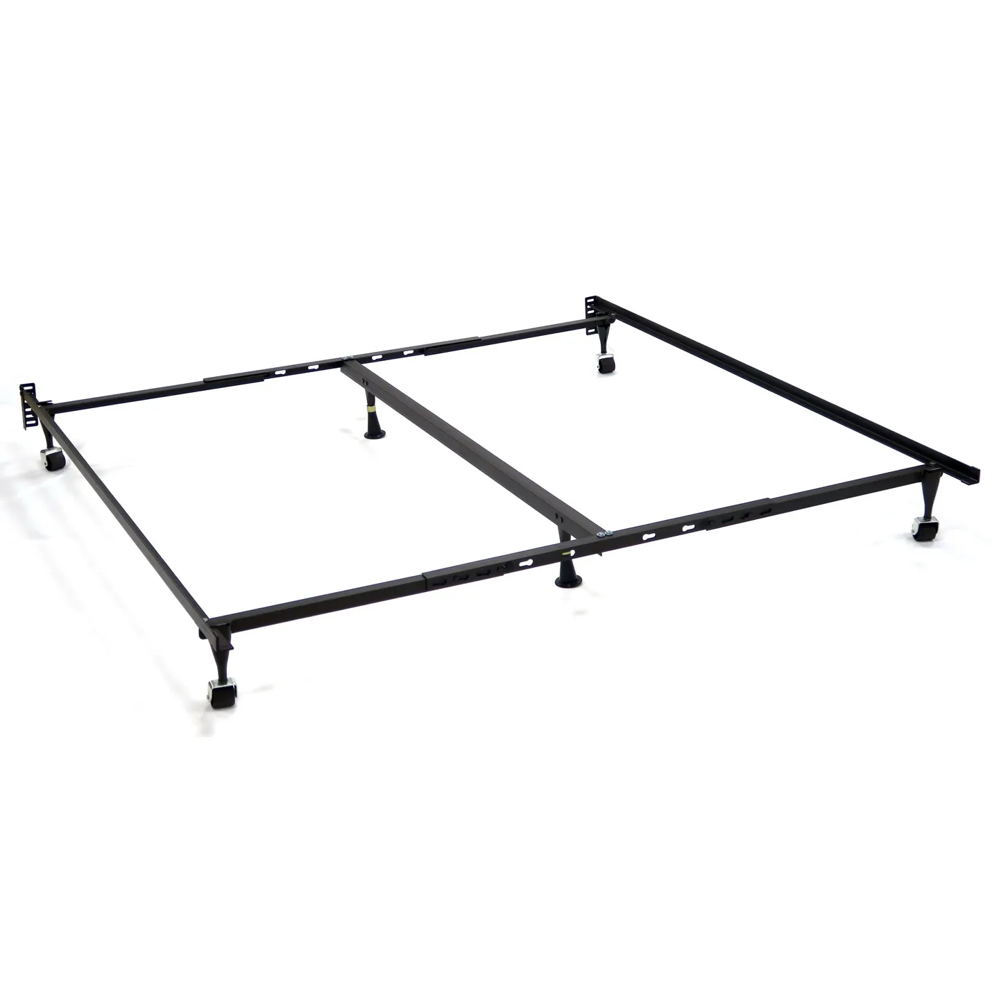 Angle steel bed frame with 6 legs,rug rollers