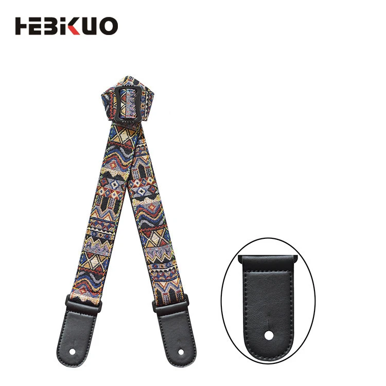 Винтажный кожаный укулеле в стиле бохо с вышивкой и крутым узором, ремешок с крючком для гитары