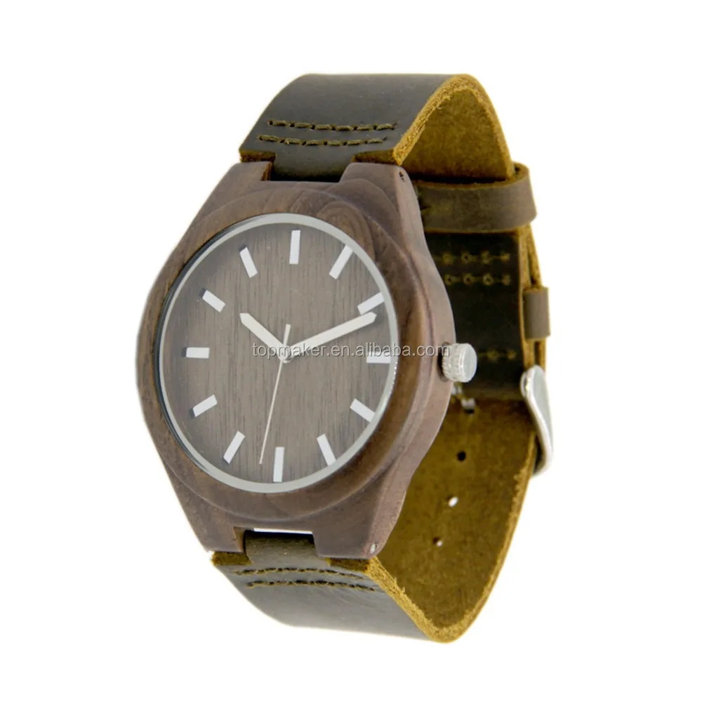 Natural Wood Watch with Genuine Cow Leather