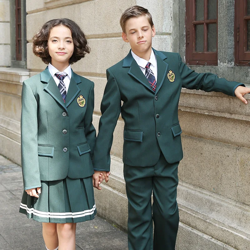 Custom Design School Uniforms Primary School Students Suit Set Boys Girls Skirt School Uniform Blazer
