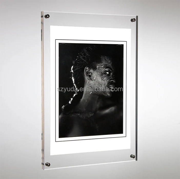 Popular A4 Double Sided Box Acrylic Desktop Photo Frame Vetro Funny Magnetic Picture Frame