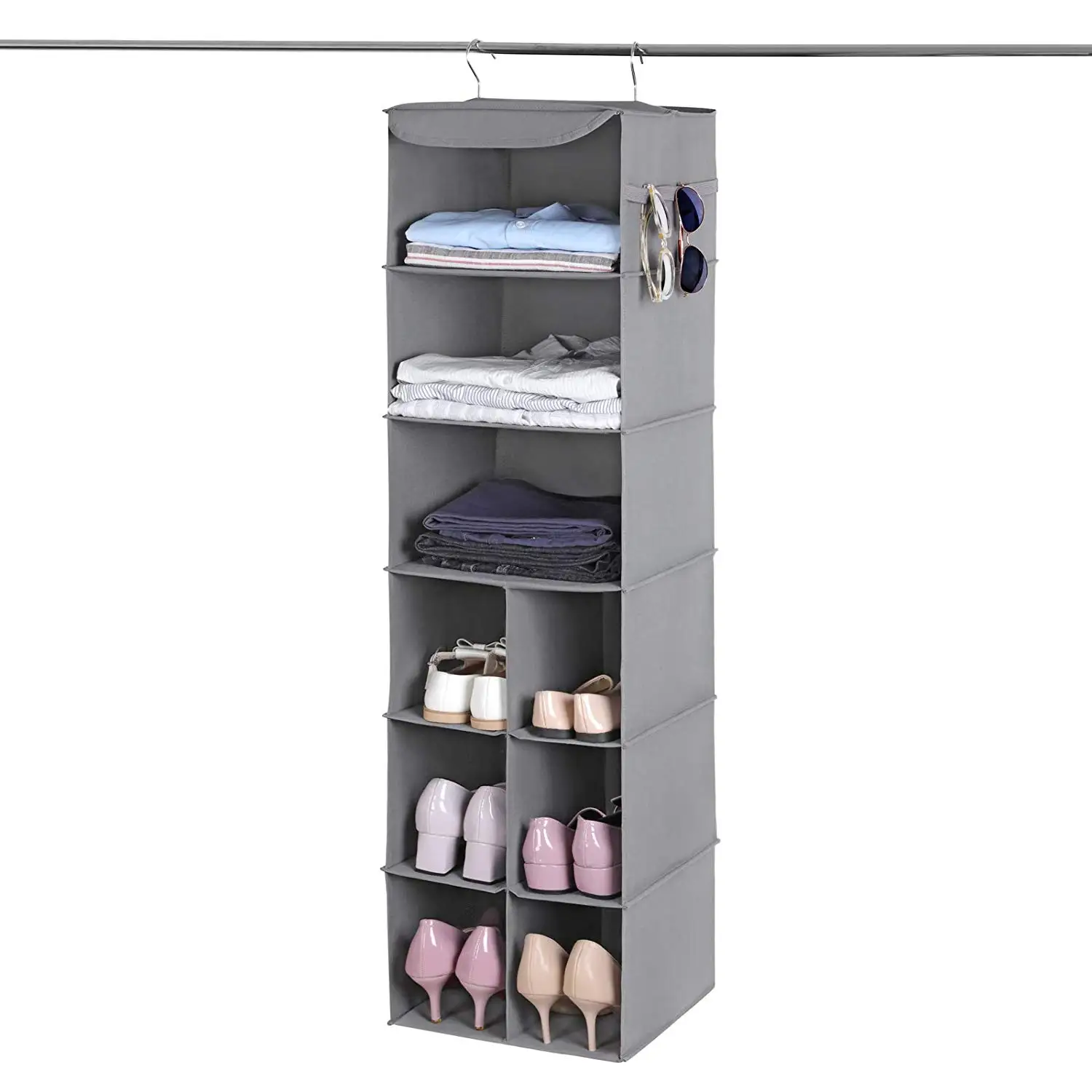 Home Organizer Fabric Material Polyester 6 shelf hanging cloest organizer with 9 compartments